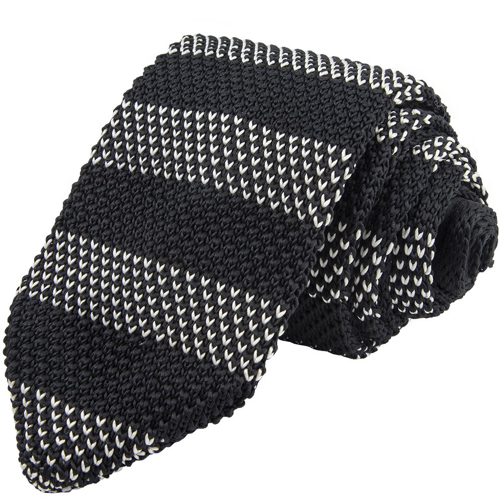 Two-Toned Stripe Men's Polyester Knit Necktie Arrow End Knitted Ties with Durable Polyester Material For Men