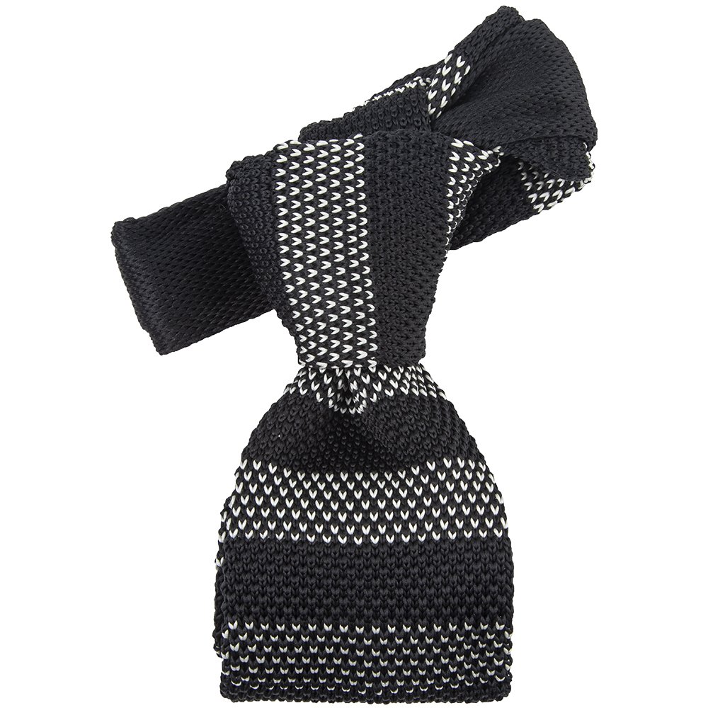 Two-Toned Stripe Men's Polyester Knit Necktie Arrow End Knitted Ties with Durable Polyester Material For Men