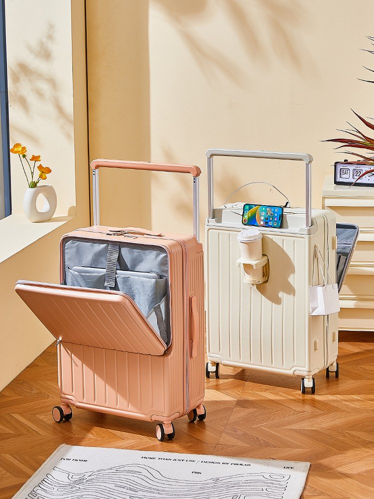 Luggage Case Women's 2024 New Front Opening Multifunctional Trolley Large Capacity Wide Tie Rod Travel Password Box for Men