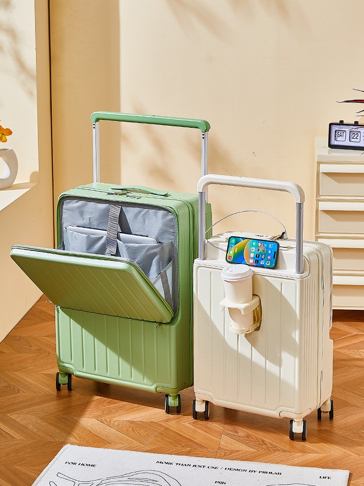 Luggage Case Women's 2024 New Front Opening Multifunctional Trolley Large Capacity Wide Tie Rod Travel Password Box for Men