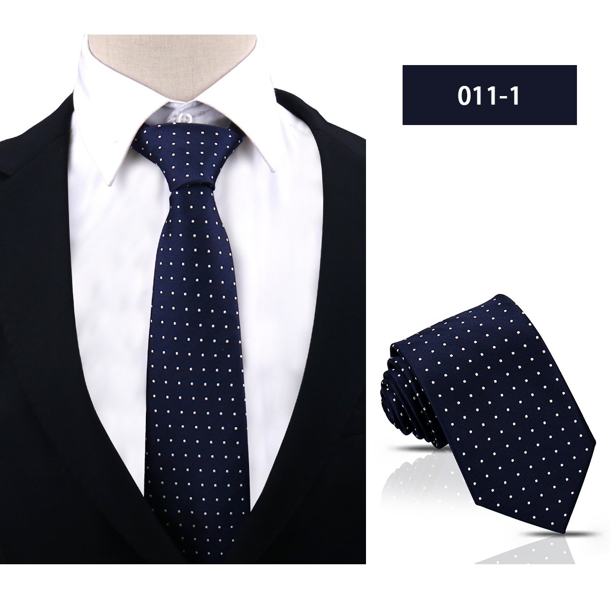 Luxury Black 8cm Ties For Men Polk Dot Navy Blue High Quality Exclusive Neck Ties Business