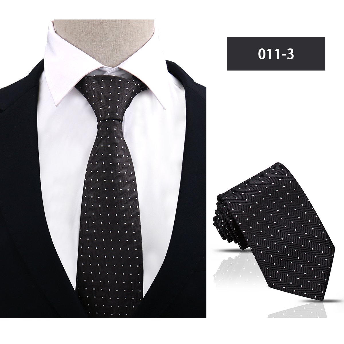 Luxury Black 8cm Ties For Men Polk Dot Navy Blue High Quality Exclusive Neck Ties Business