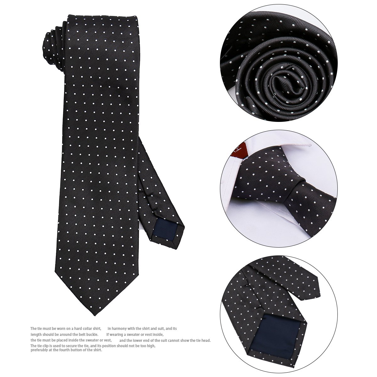 Luxury Black 8cm Ties For Men Polk Dot Navy Blue High Quality Exclusive Neck Ties Business