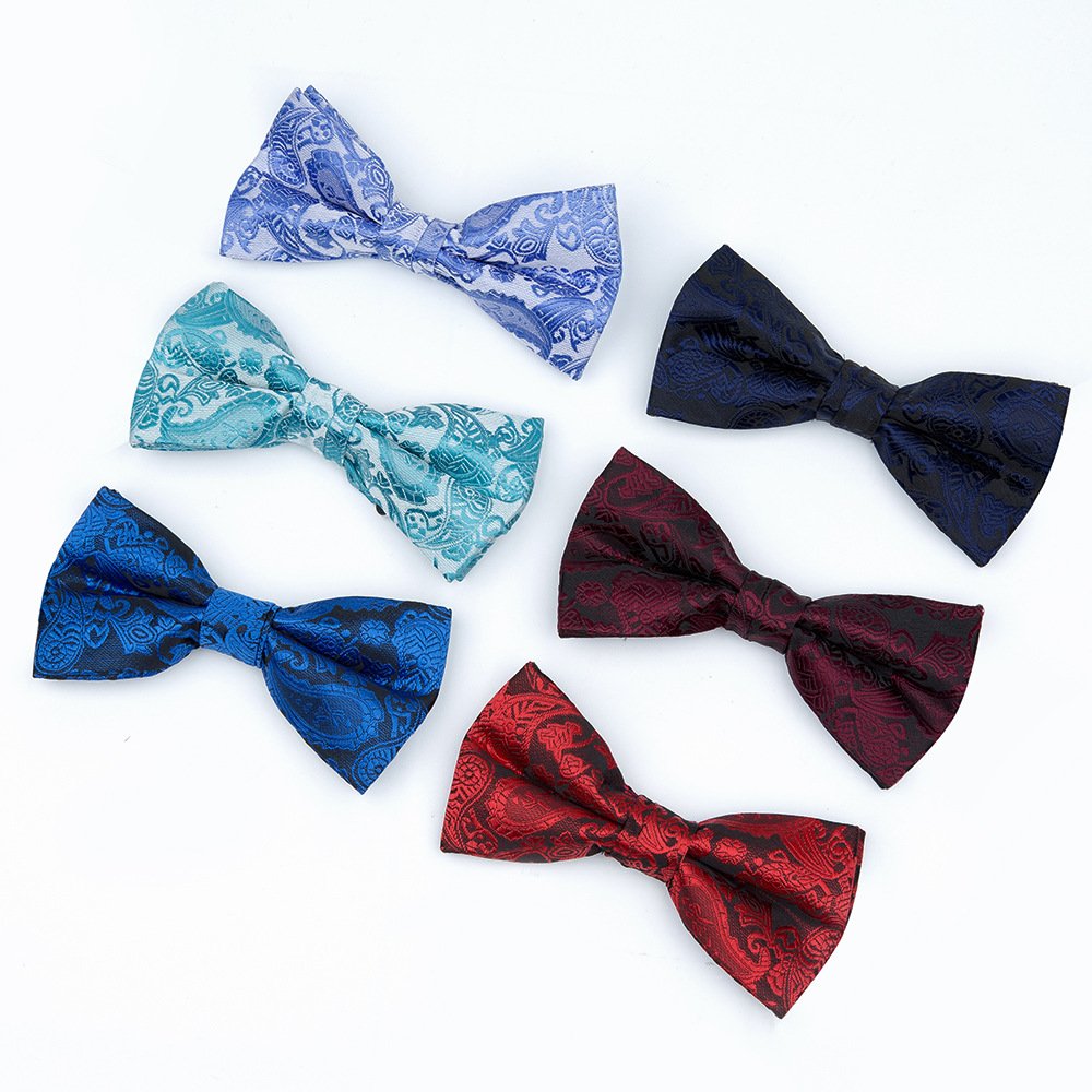 New Fashion Custom Jacquard Colorful Polyester Shirts Paisley Bow Tie For Men Business Wedding