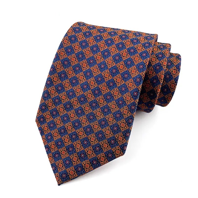 Fashion Custom Blue Printed High Quality Embroidered Office Wear Polyester Silk Suit Accessories Label Tie For Men