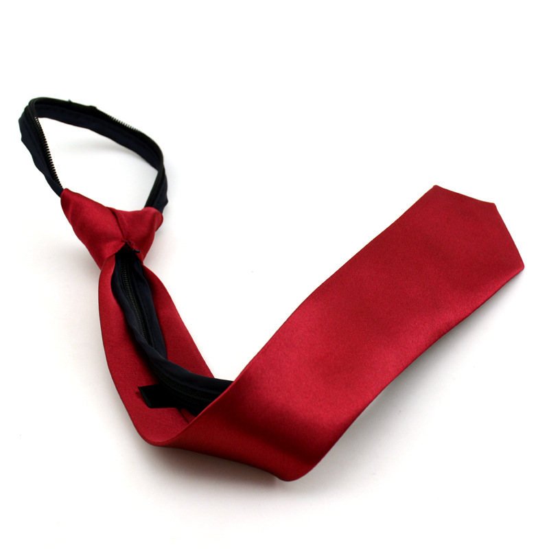 Children's Tie Knot Free Necktie Solid Zipper Tie For Student