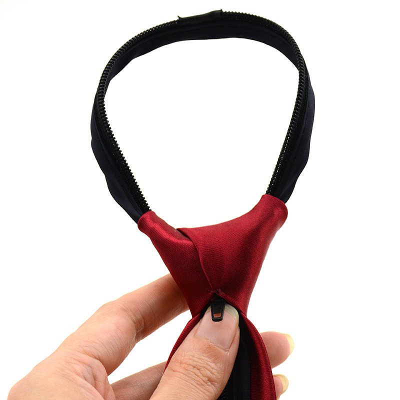 Children's Tie Knot Free Necktie Solid Zipper Tie For Student