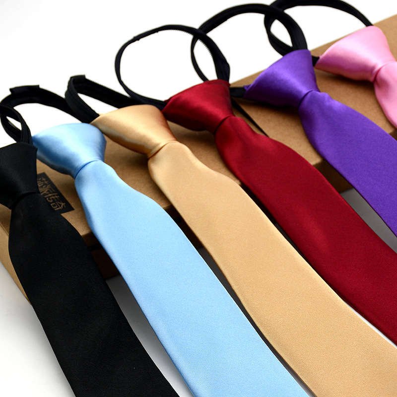 Children's Tie Knot Free Necktie Solid Zipper Tie For Student