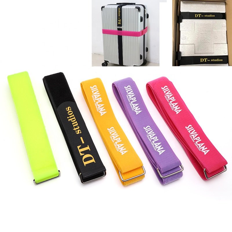 Adjustable hook loop cable ties battery strap hook and loop strap with plastic buckle