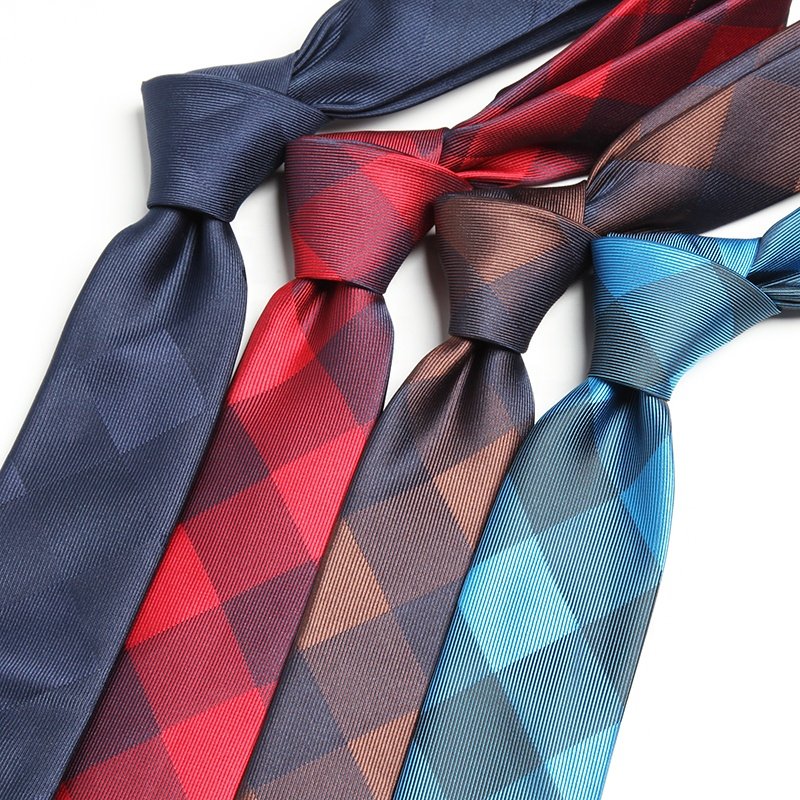 Classic british mens necktie peacock turquoise plaid ties jacquard woven polyester tie for men