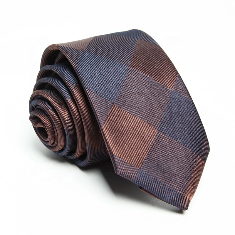Classic british mens necktie peacock turquoise plaid ties jacquard woven polyester tie for men