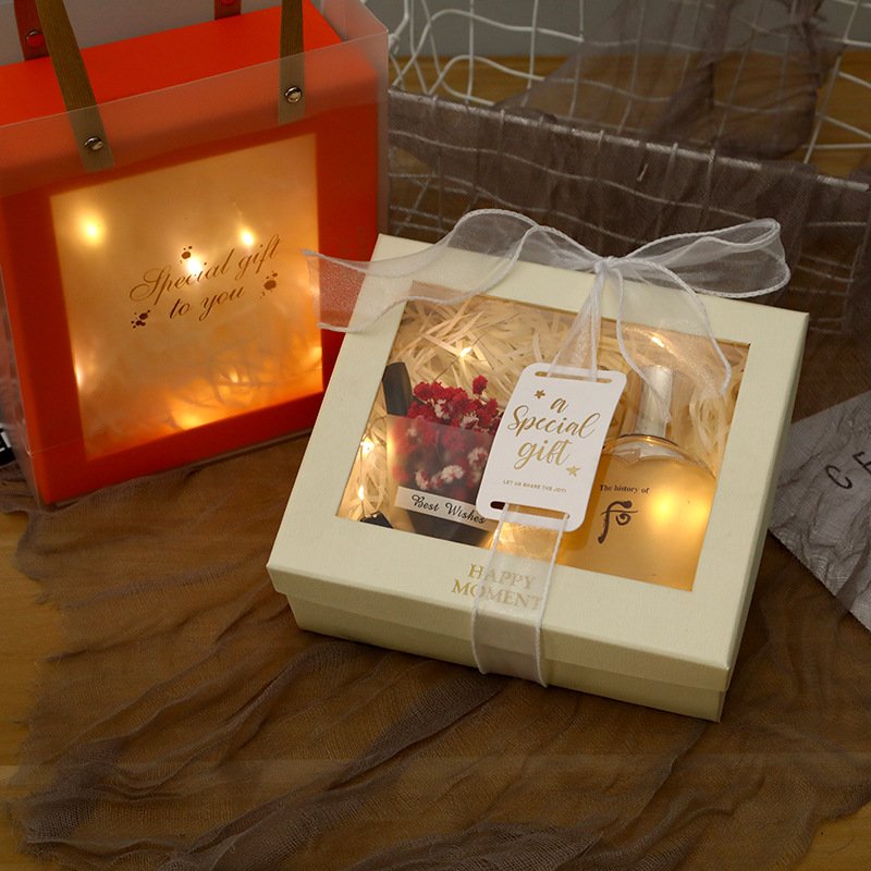 Wholesale Surprise Two-pieces Lid and Base Bow Tie Cardboard Birthday Gift Packaging Box With Clear Window
