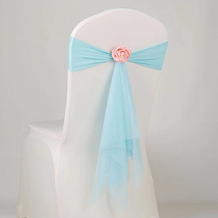 Elastic Chair Bow Royal Crown Buckles Chair Sash For Wedding Chairs Decoration Spandex Band Stretch Bow Tie