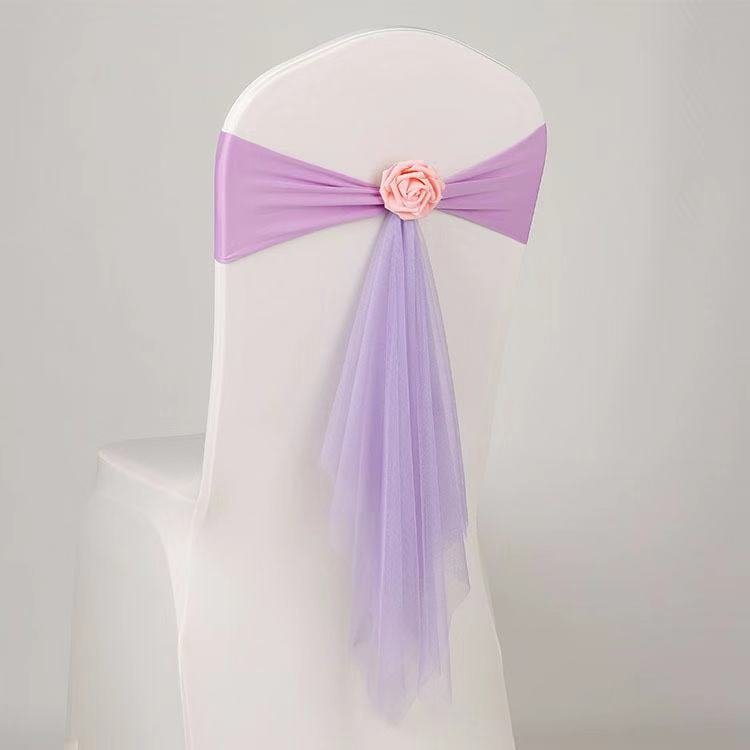 Elastic Chair Bow Royal Crown Buckles Chair Sash For Wedding Chairs Decoration Spandex Band Stretch Bow Tie