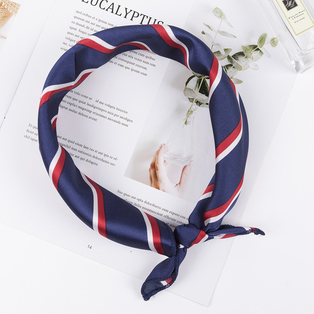 B837 Women Square Scarf Hair Tie Band For Business Party Vintage Retro Head Neck Silk Satin Scarf