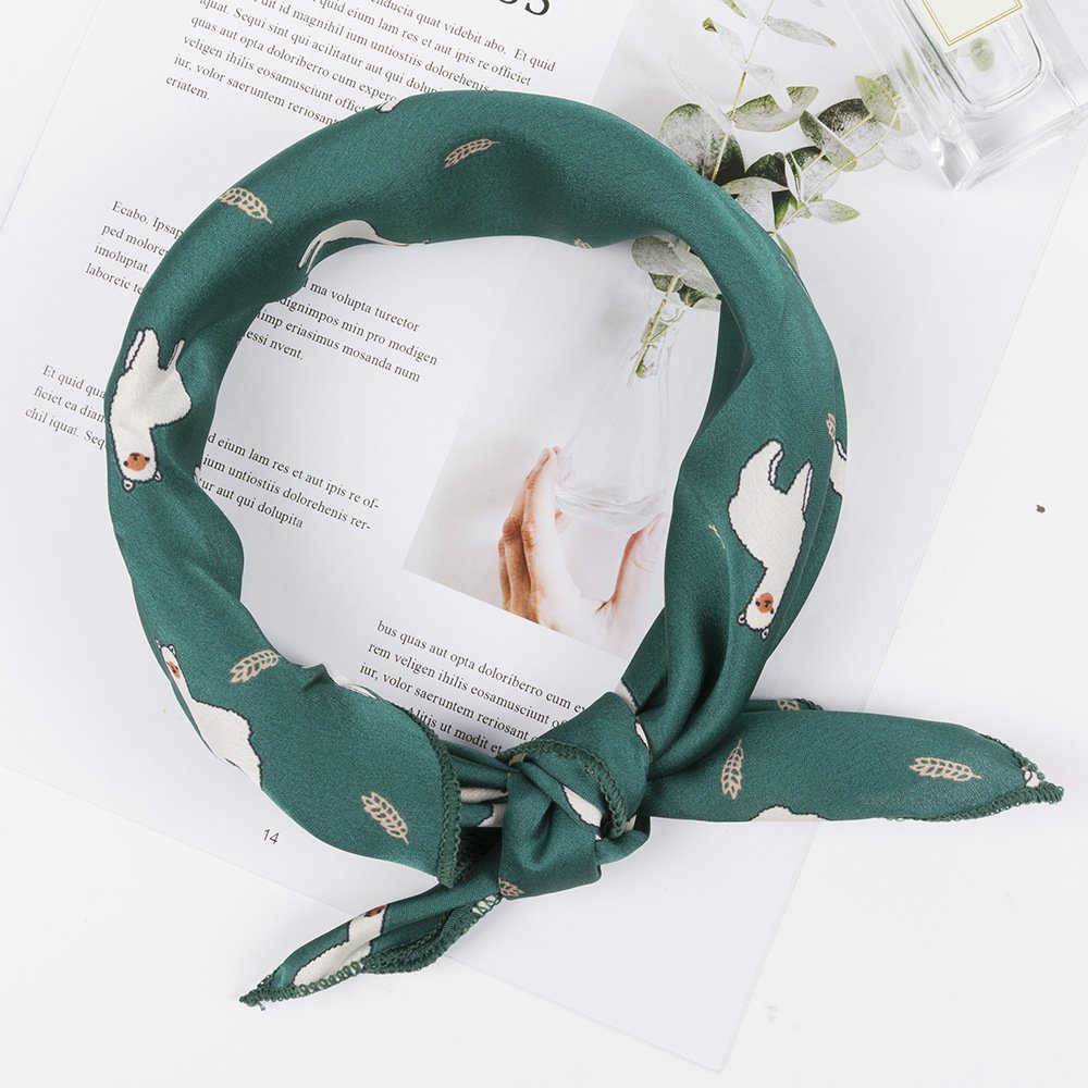B837 Women Square Scarf Hair Tie Band For Business Party Vintage Retro Head Neck Silk Satin Scarf