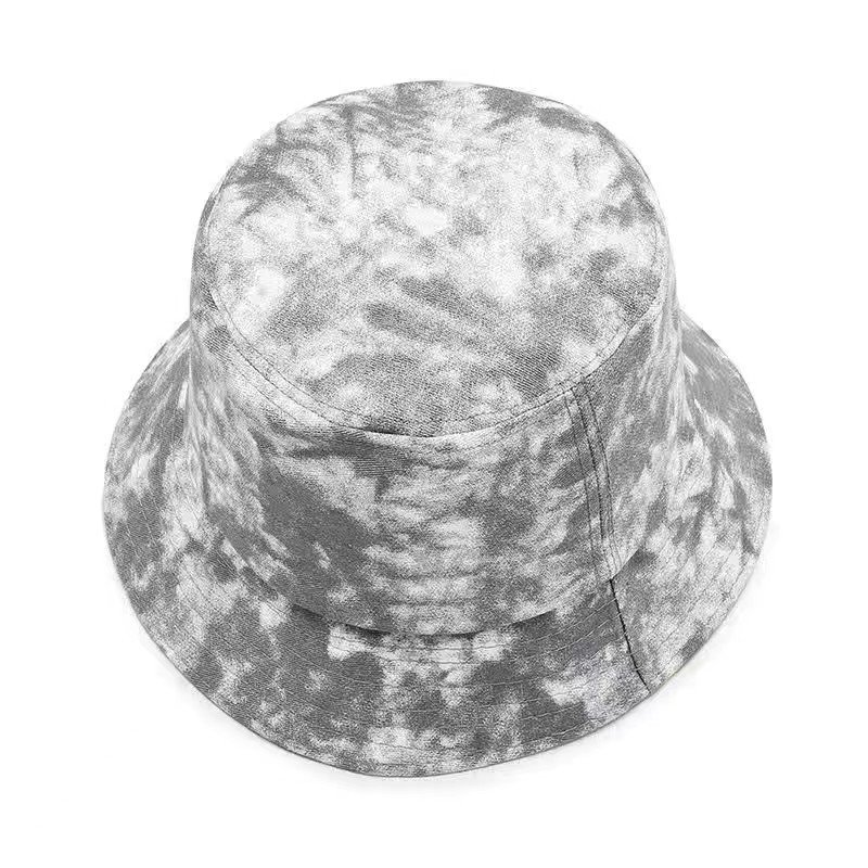Unisex Bucket Hat Summer Beach Sun Hat Cotton Tie-Dye Printed Fisherman Hat for Women