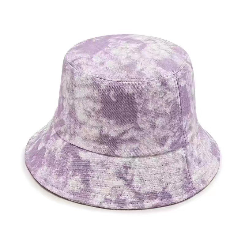 Unisex Bucket Hat Summer Beach Sun Hat Cotton Tie-Dye Printed Fisherman Hat for Women