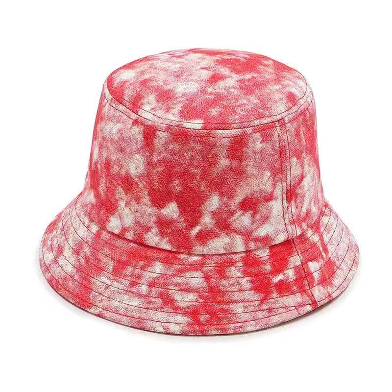 Unisex Bucket Hat Summer Beach Sun Hat Cotton Tie-Dye Printed Fisherman Hat for Women