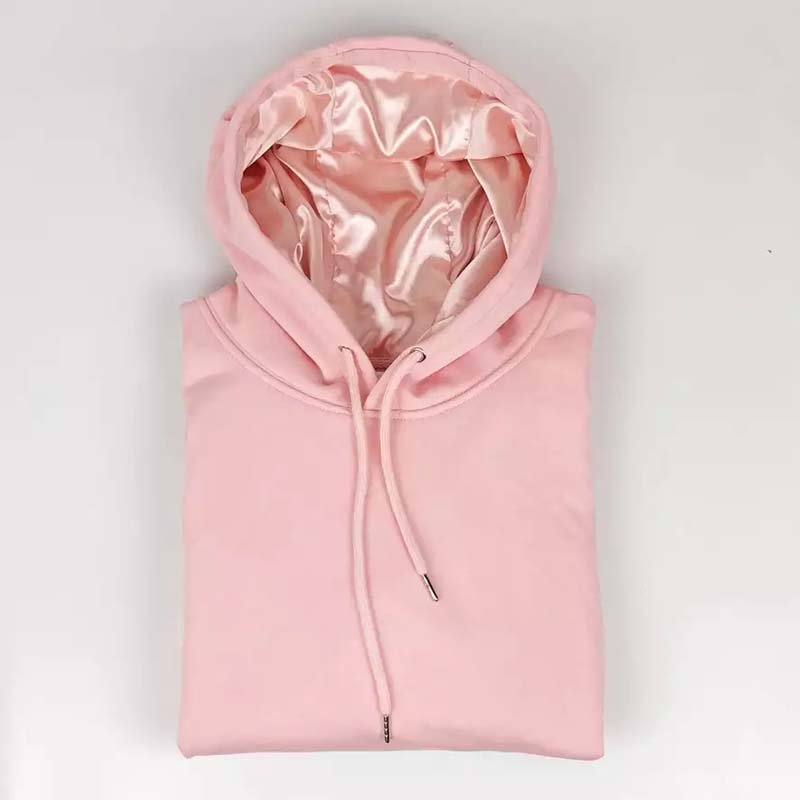 Hoodies Sweatshirt Cotton Silk Satin Line Hoodie Custom Logo Screen Print Heavyweight Pullover Satin Hoodies