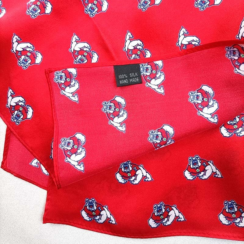 Men's Accessories Bright Red Animal Logo Custom Silk Printed Necktie For Men And Printed Silk Scarf Set