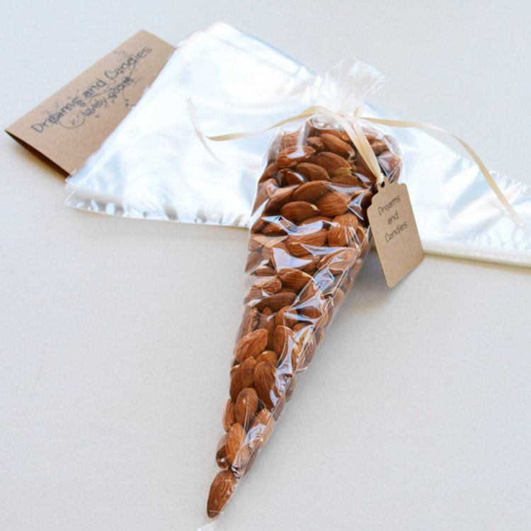 100 Pcs 4"x9" Cellophane Treat Bags Clear Flat Cello treat Bags with Ties