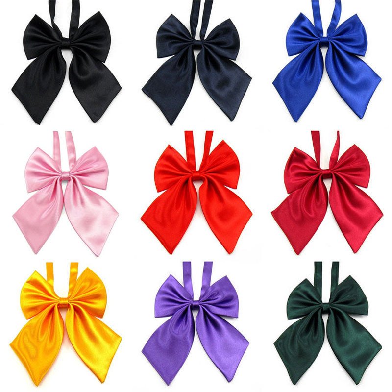 High quality polyester silk bowties collar flower cable tie Pure color bow tie for women