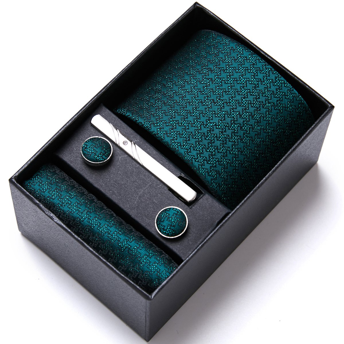 Newest Style Fashion Tie Handkerchief Cufflink Set Necktie Box Suit Accessories Pink Purple For Men Birthday Present