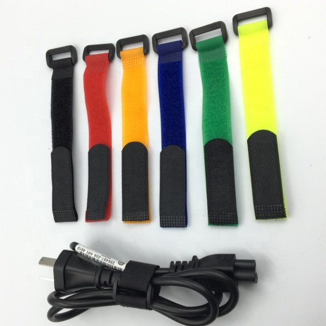 Adjustable Cable Ties Multipurpose Hook and Loop Belt Buckle Strap Colored Reusable Hook And Loop Fastener Strap with Buckle