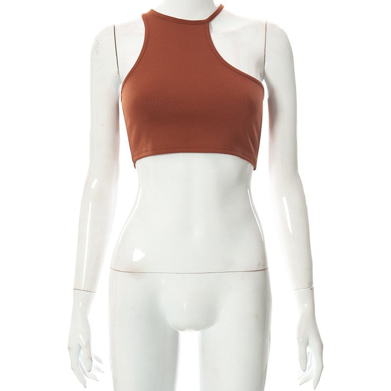 GX16376 Fashion Summer Ladies Tank Top Sexy Elegant O-Neck Tight Fit Sleeveless unique Cropped Tops Women
