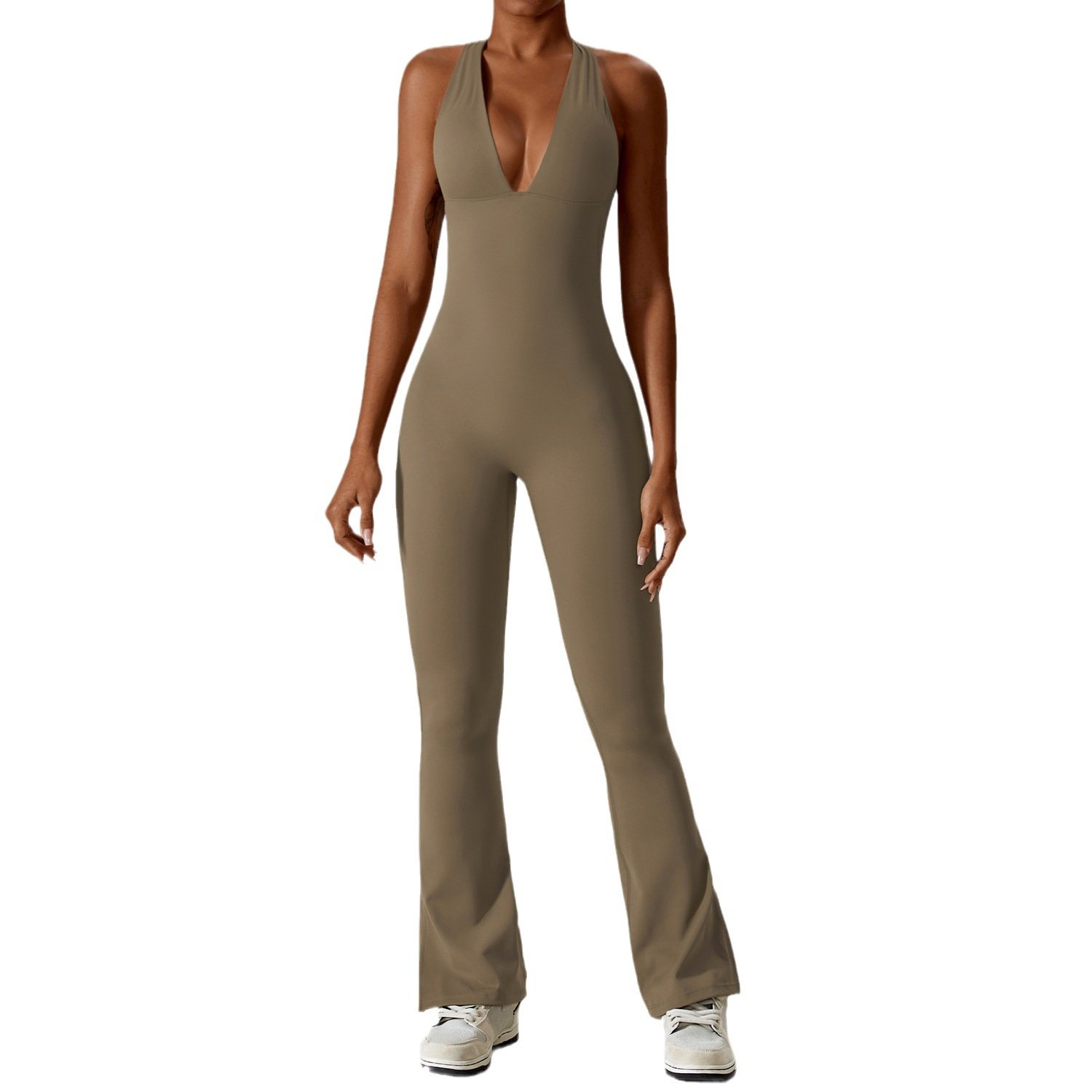 2023 Summer New Women's Jumpsuit Pants Popular Loose Sleeveless Cropped Pants Casual V-neck Tie-pocket Jumpsuit