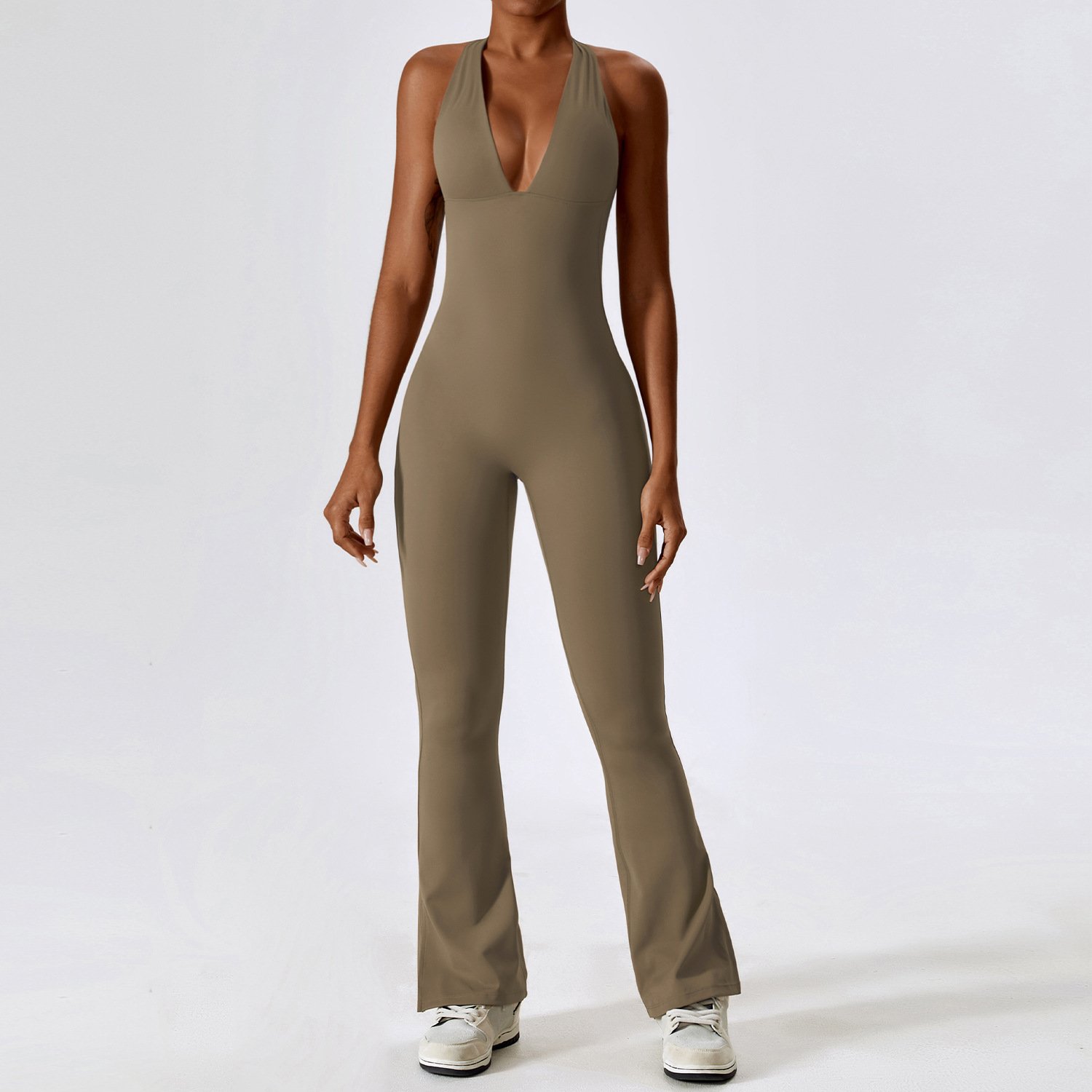 2023 Summer New Women's Jumpsuit Pants Popular Loose Sleeveless Cropped Pants Casual V-neck Tie-pocket Jumpsuit