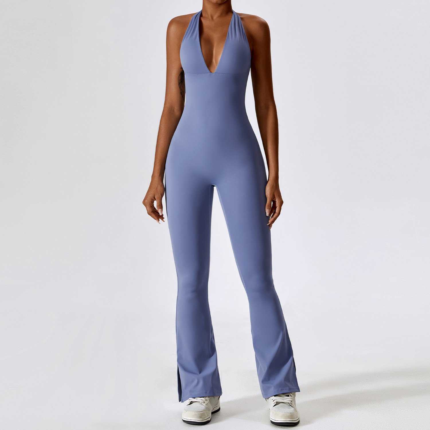 2023 Summer New Women's Jumpsuit Pants Popular Loose Sleeveless Cropped Pants Casual V-neck Tie-pocket Jumpsuit