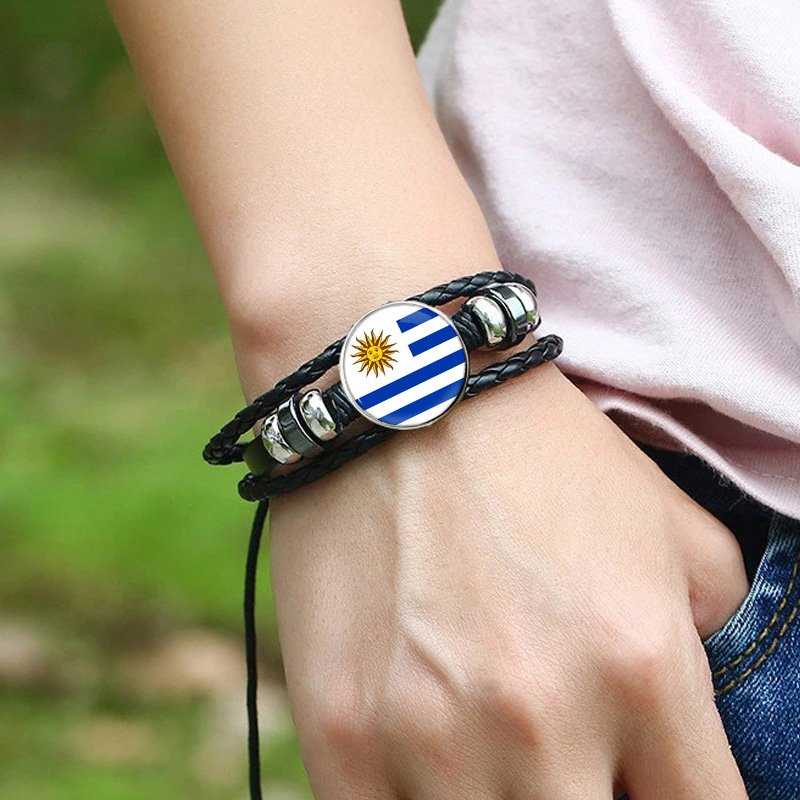 80 Models Uruguay Country Flag Map Tie Clip Lapel Pin Ring Brooch Cuff Link Necklace Bracelet Earrings Key Chain Jewelry Set