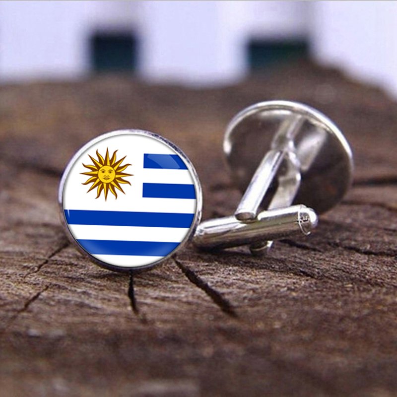 80 Models Uruguay Country Flag Map Tie Clip Lapel Pin Ring Brooch Cuff Link Necklace Bracelet Earrings Key Chain Jewelry Set