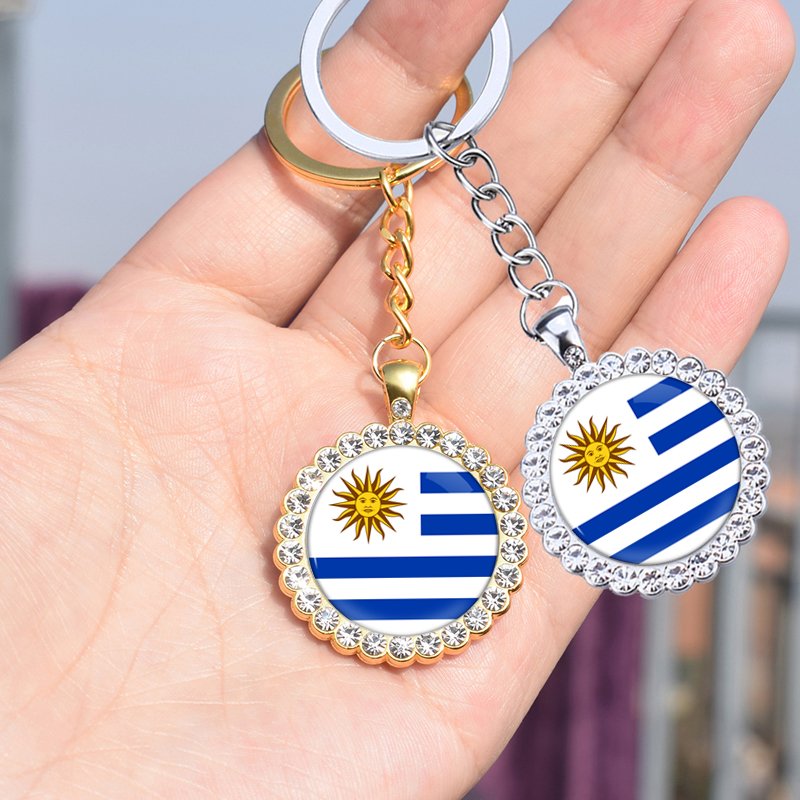 80 Models Uruguay Country Flag Map Tie Clip Lapel Pin Ring Brooch Cuff Link Necklace Bracelet Earrings Key Chain Jewelry Set