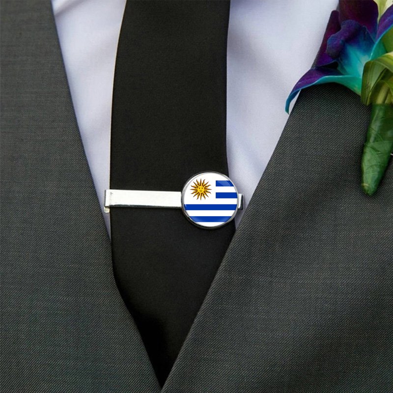 80 Models Uruguay Country Flag Map Tie Clip Lapel Pin Ring Brooch Cuff Link Necklace Bracelet Earrings Key Chain Jewelry Set