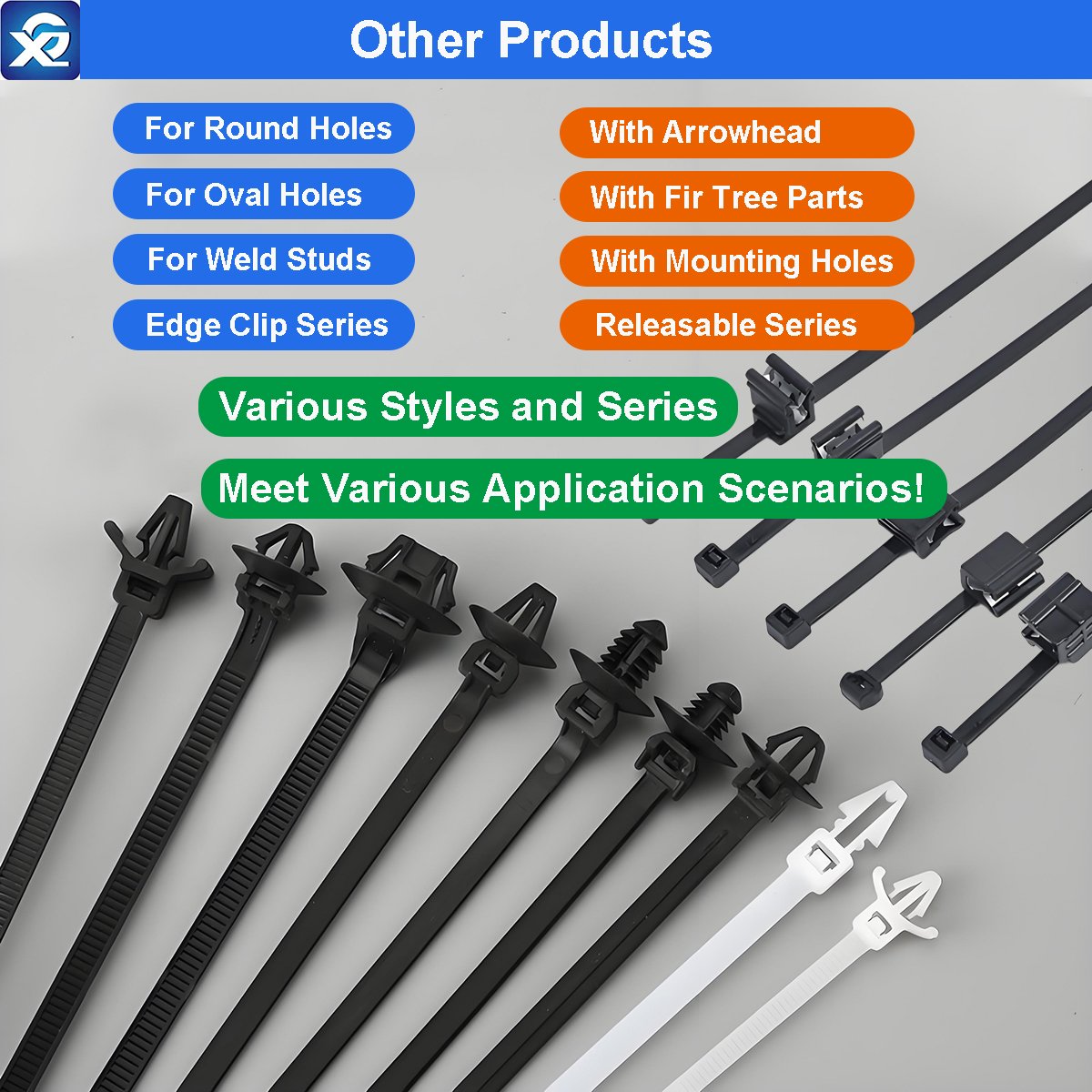 Ready to Ship High Quality Reusable Plastic Nylon Releasable Zip Tie X08 Push Mount Cable Ties