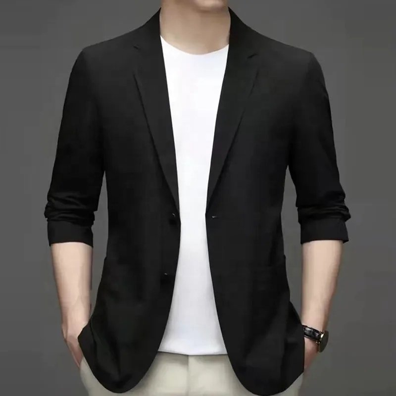 Mens Suits Blazers Summer Thin Ice Silk Jacket Stretch Anti Wrinkle Coat Korean Quick Dry Tops Business Clothes Casual Blazer