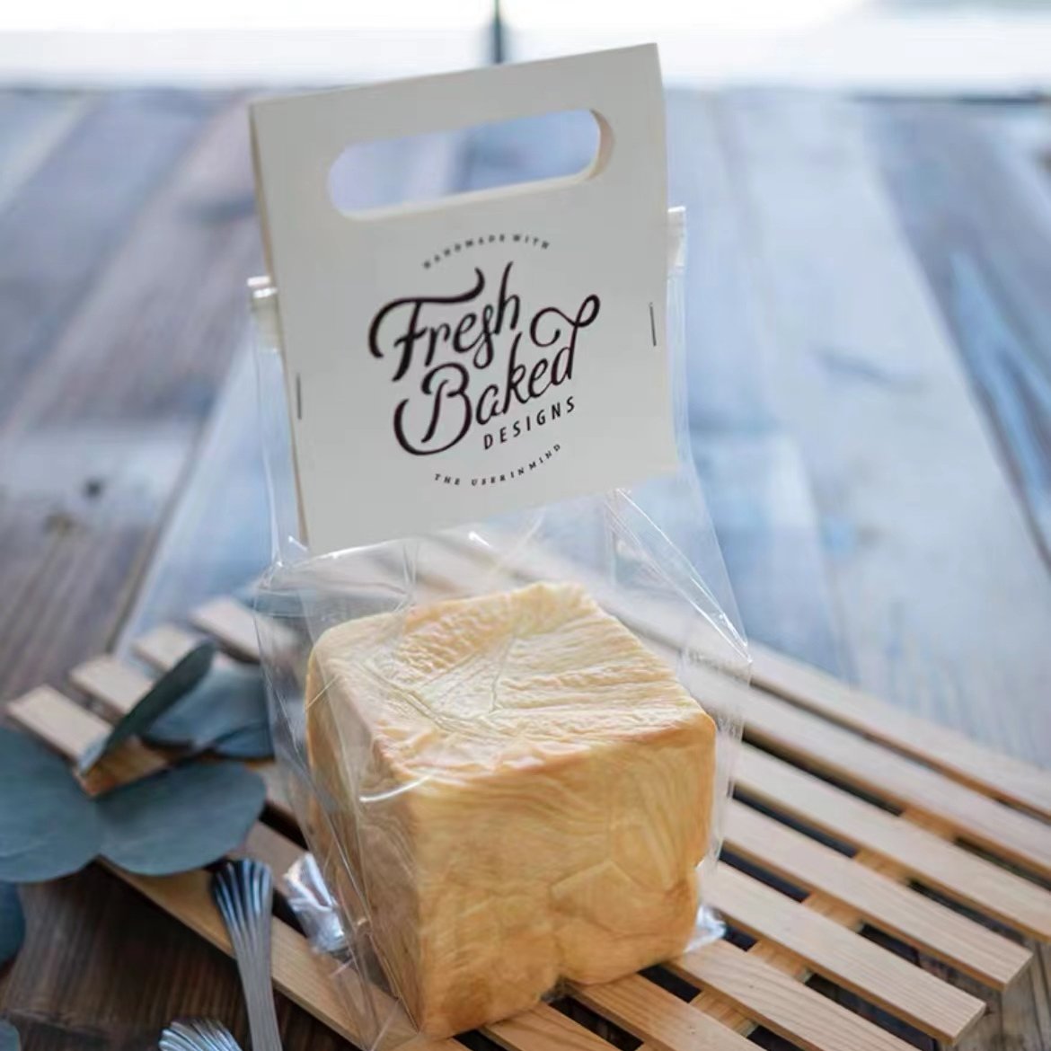 Custom plastic transparent tin tie tab lock bakery bread bags with clear window