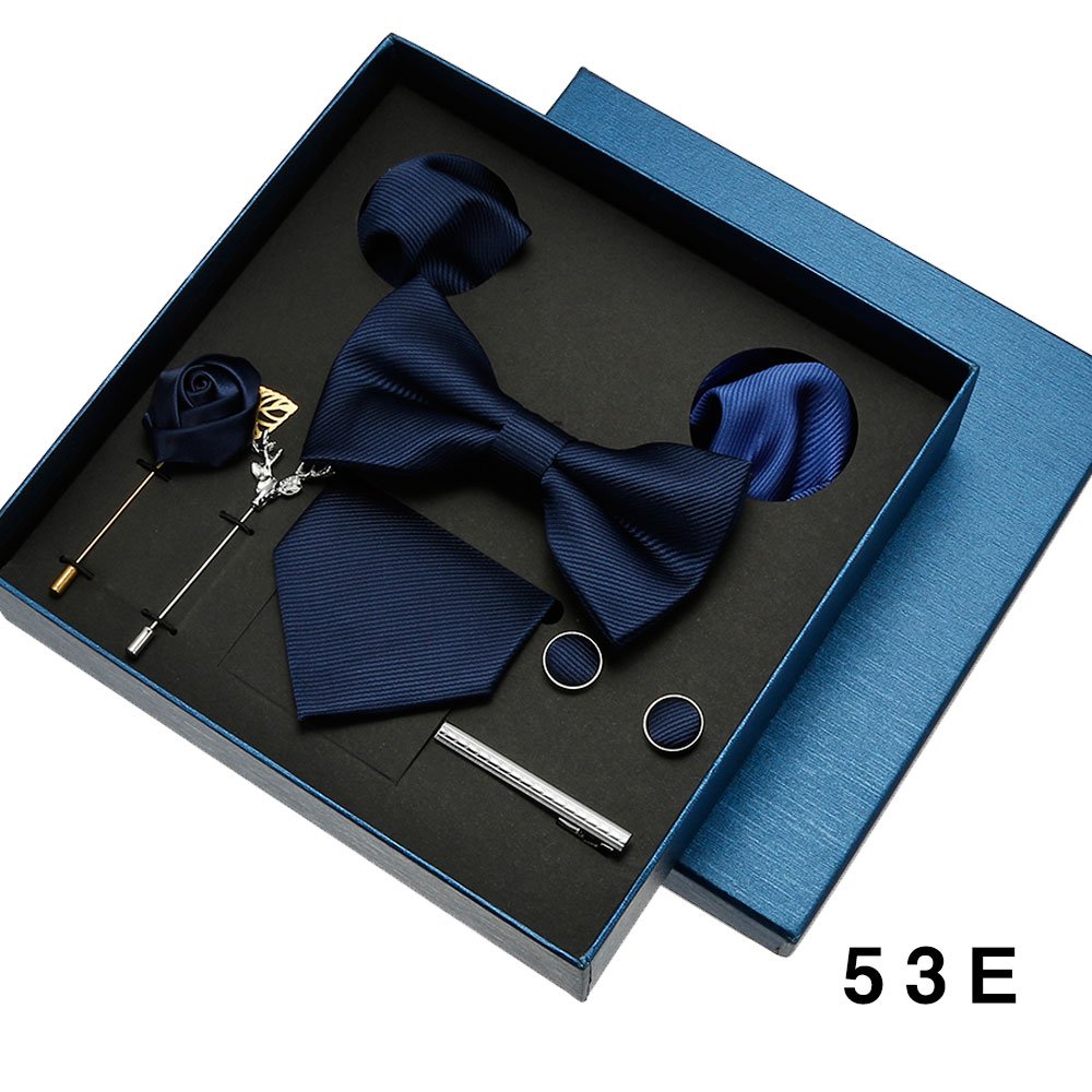 Luxury Champagne Men Ties And Hanky Set Silk Bowtie Brooches Necktie Tie Set For Men Plain Accessories