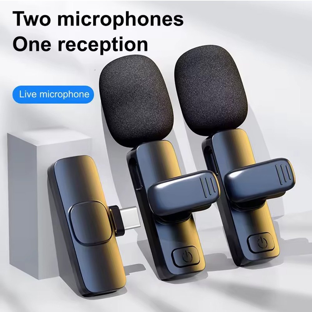 Noise Reduction Wireless Lavalier Microphone 3-in-1 Plug Play Lapel Wireless Mic Micro Tie for Vlog iPhone iPad Android