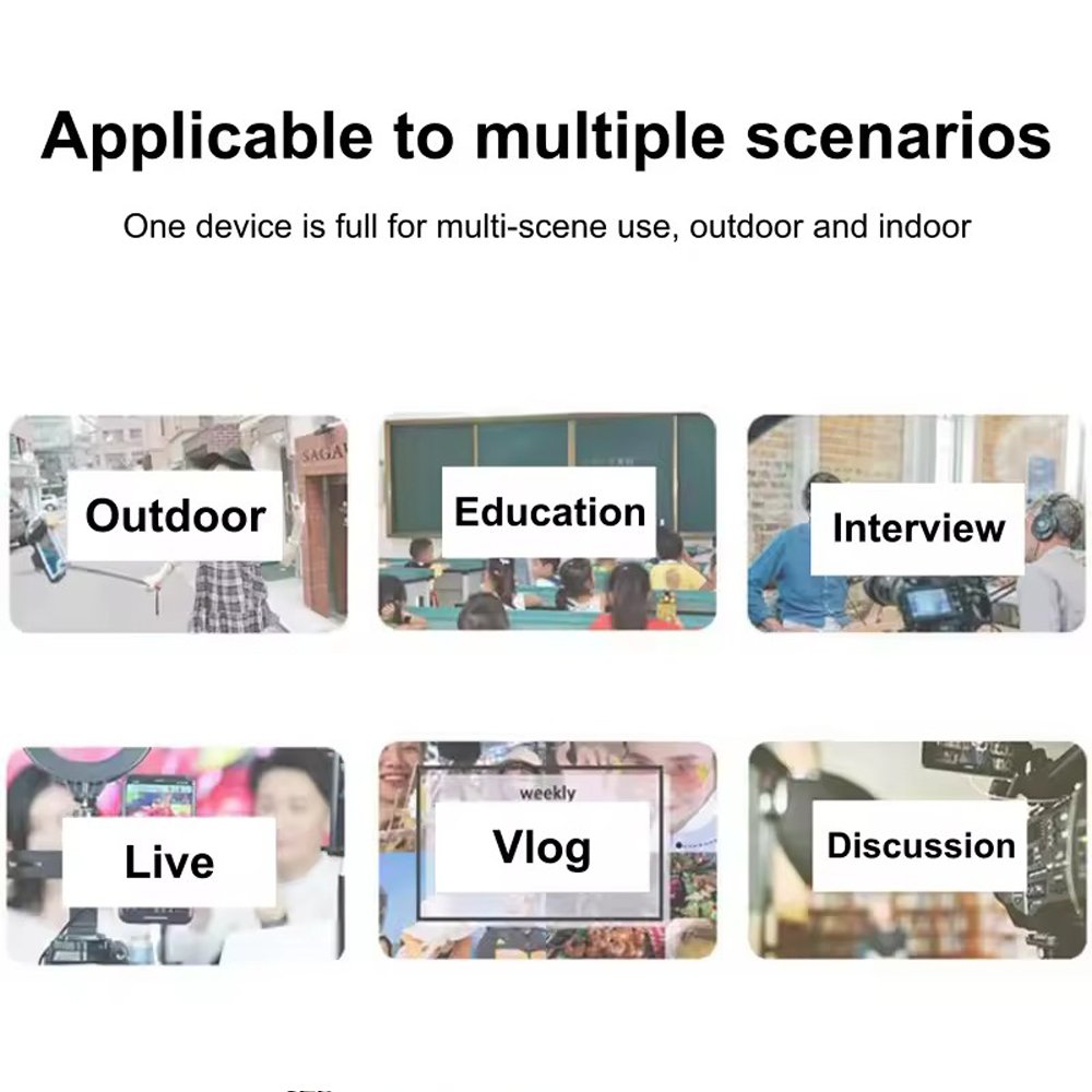 Noise Reduction Wireless Lavalier Microphone 3-in-1 Plug Play Lapel Wireless Mic Micro Tie for Vlog iPhone iPad Android