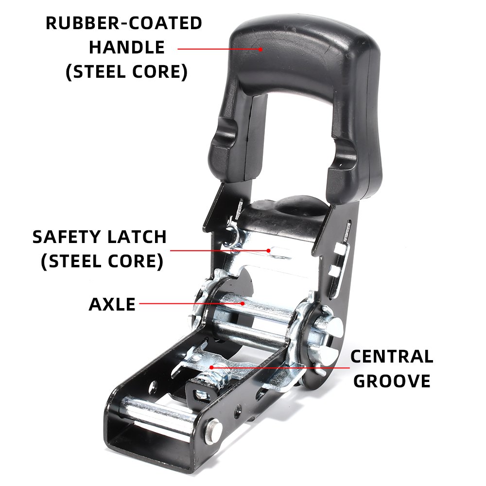 Metal Ratchet Buckle 1" 25mm 800kg Rubber Coated Handle Ratchet Buckle for Cargo Tie Down Lashing Strap
