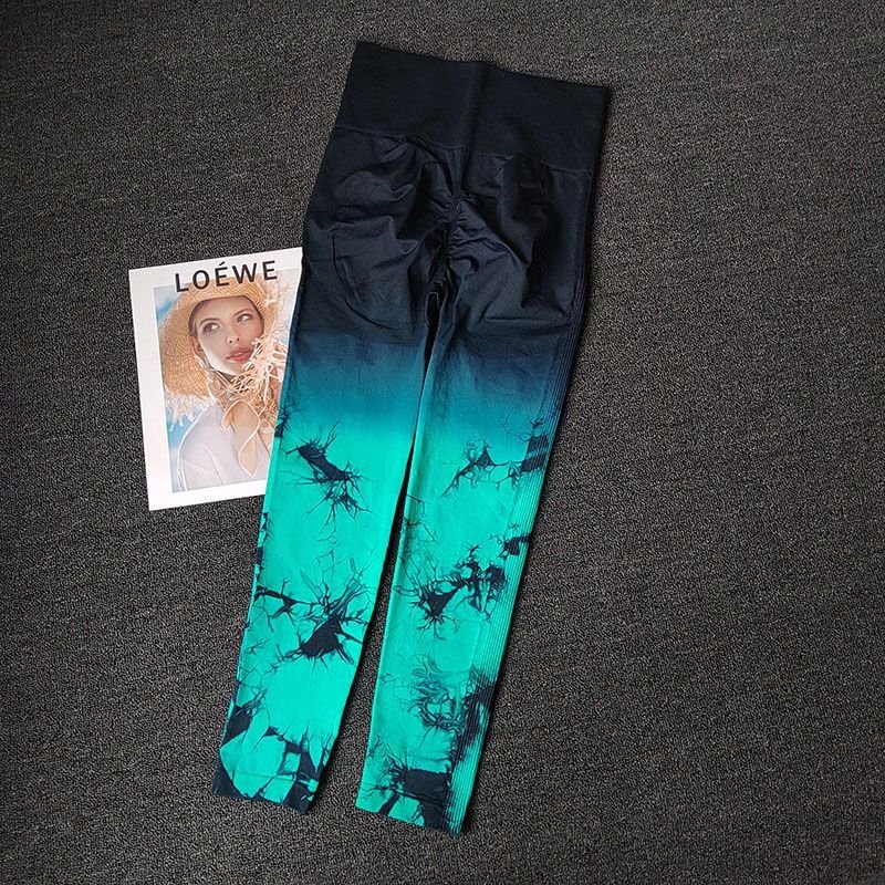 New Trendy Color Tie Dye Yoga Pants Women High Waist Fitness Hip Lifting Leggings Gym Training Pants Outdoor Cycling Trousers