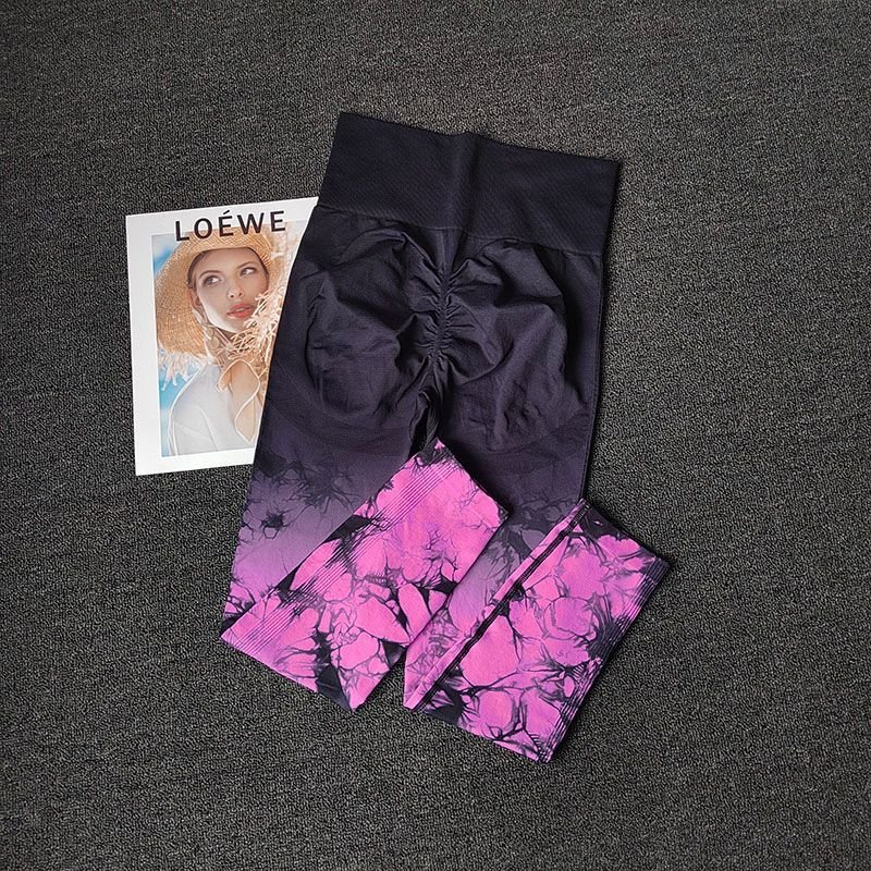 New Trendy Color Tie Dye Yoga Pants Women High Waist Fitness Hip Lifting Leggings Gym Training Pants Outdoor Cycling Trousers