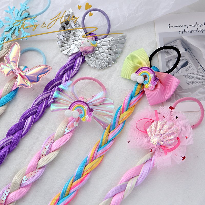 Tracy & Herry 2024 Hot Selling Coloured Wig Plait Braid Hair Accessories Little Girl Princess Hair Rope Less Damaging Wholesale