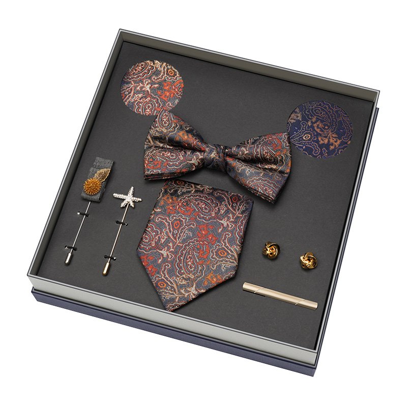 Box Suit Necktie Accessories Solid Colors Paisley Floral Plaid 100% Silk Men Tie Set
