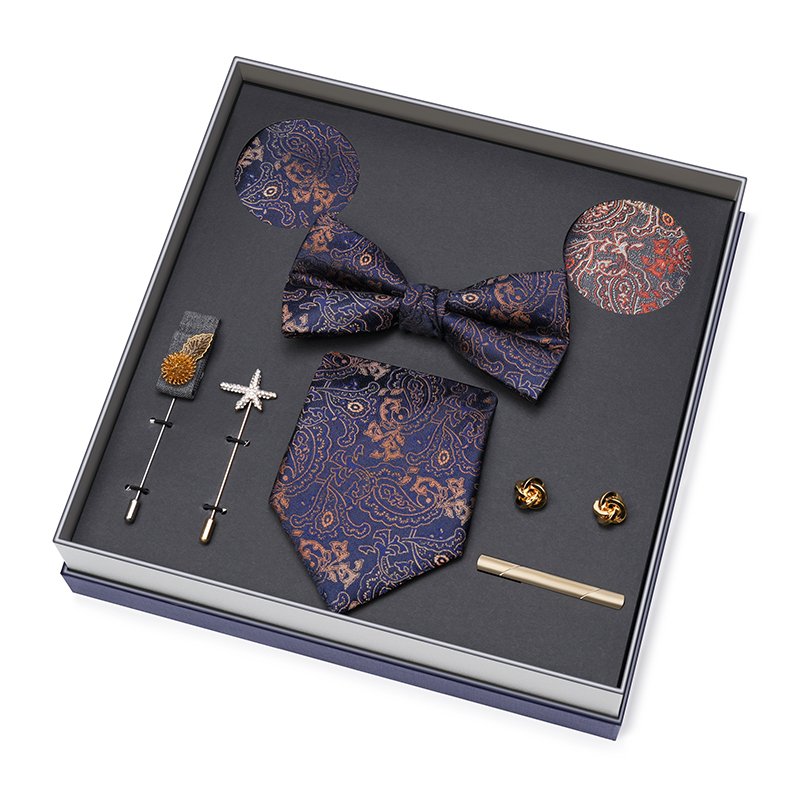 Box Suit Necktie Accessories Solid Colors Paisley Floral Plaid 100% Silk Men Tie Set