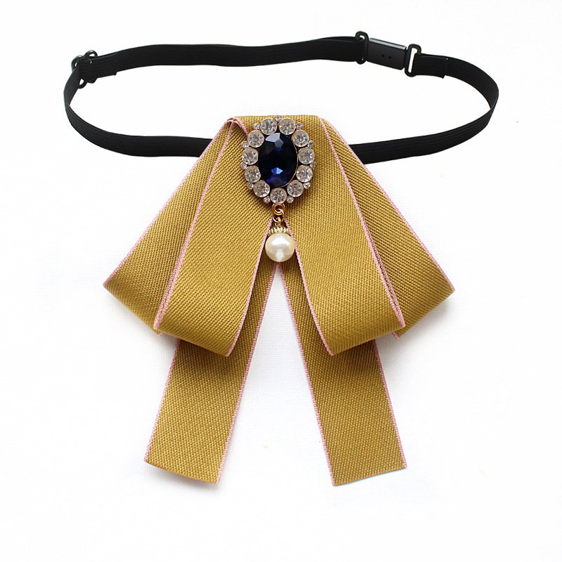 Wholesale Corbatas Handmade Customized Rhinestone Women Black Bow Ties Ribbon Bowties Blouse Dress